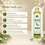 Made with care: plant-based oils, nine plant oils and Vitamin E and nothing else, paraben free, small batch crafted in Pakistan, scented only by its own oils