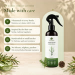Made with care: nine botanicals in every bottle, inspired by desi hair care, handcrafted in small batches, no silicone, sulphate or paraben